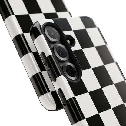 Black & White Checkerboard Phone Case – Classic Aesthetic Tough Protective Case for Iphone, Samsung Galaxy and Pixel