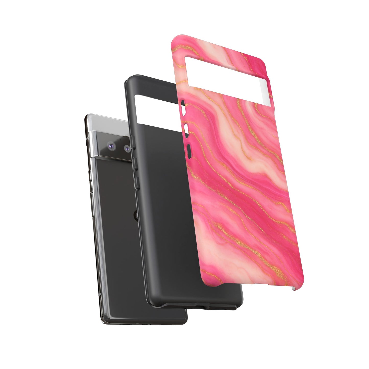 Pink Marble Phone Case | Rose Gold Swirl Aesthetic Tough Protective Case