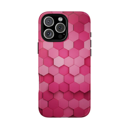 Hot Pink Hexagon Phone Case | Honeycomb Geometric Aesthetic | Cute Pink iPhone & Samsung Tough Protective Case