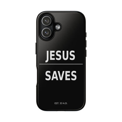 Jesus Saves Phone Case Christian Religious Minimalist Black Tough Cover