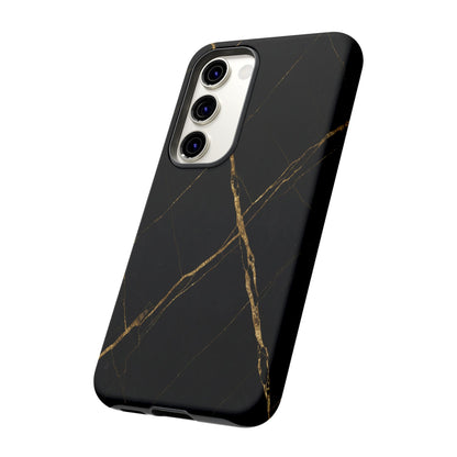 Black Marble Phone Case with Gold Veins | Minimal Luxury Tough Case