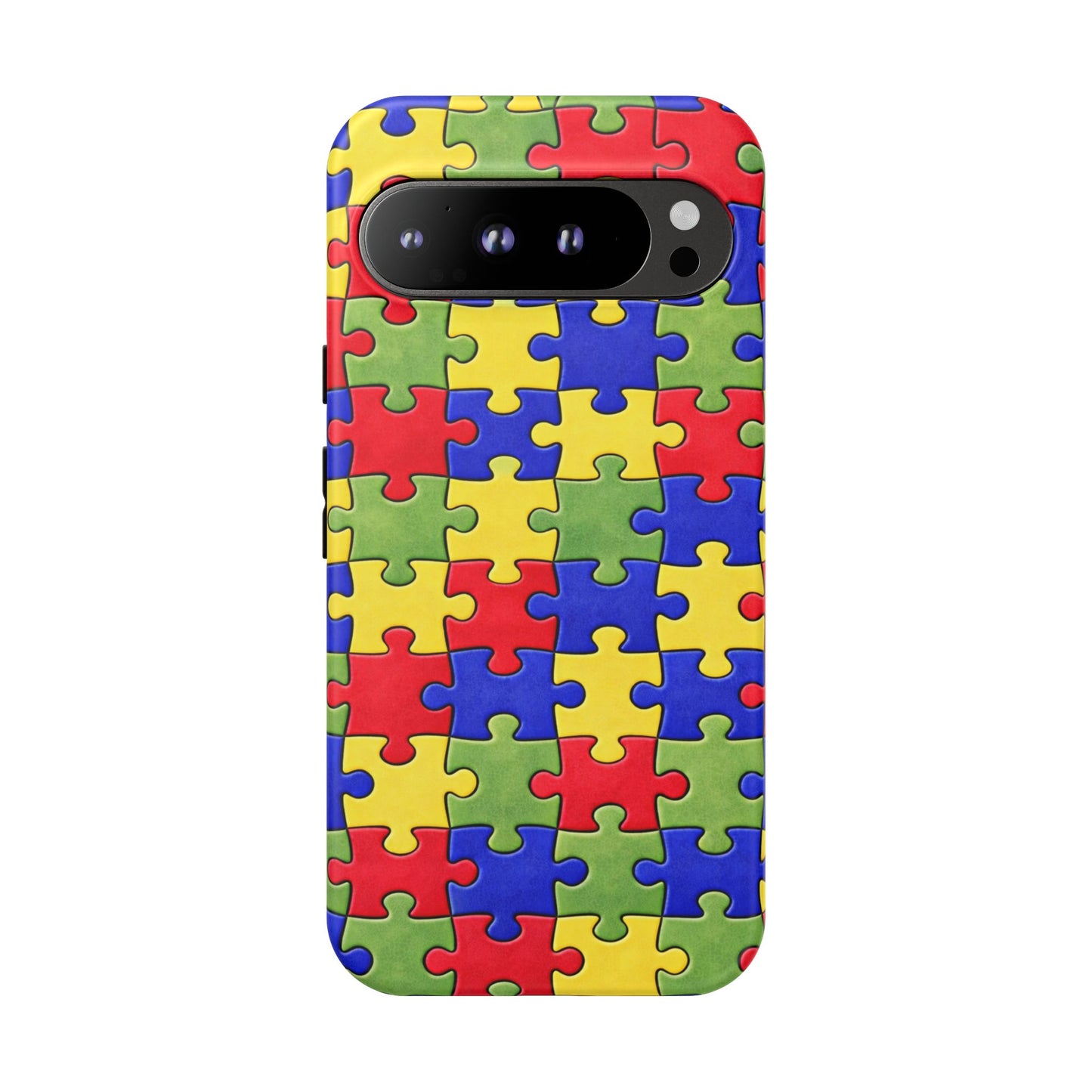 Colorful Puzzle Phone Case, Autism Awareness Jigsaw Design, Tough Protective Case, iPhone & Samsung Case, Vibrant Puzzle Pattern