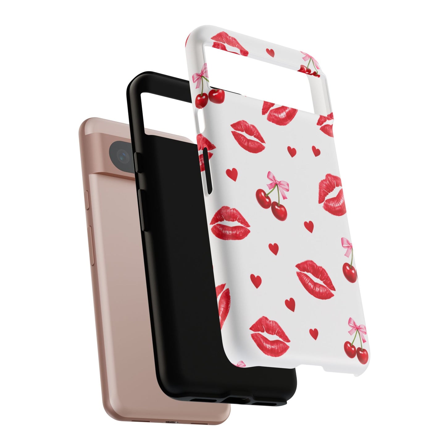 Red Lips & Cherry Phone Case – Y2K Retro Aesthetic Tough Cover