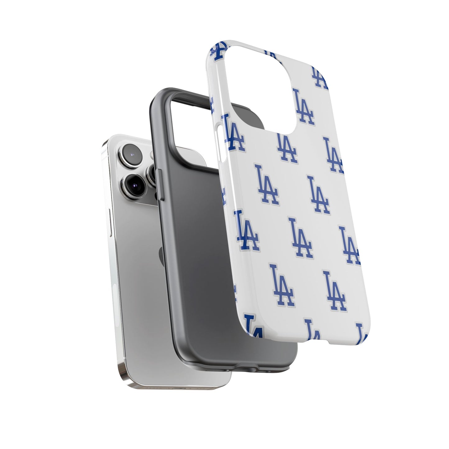 Blue LA Monogram Pattern Phone Case | Minimal Baseball Inspired Tough Cover