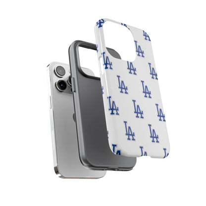 Blue LA Monogram Pattern Phone Case | Minimal Baseball Inspired Tough Cover
