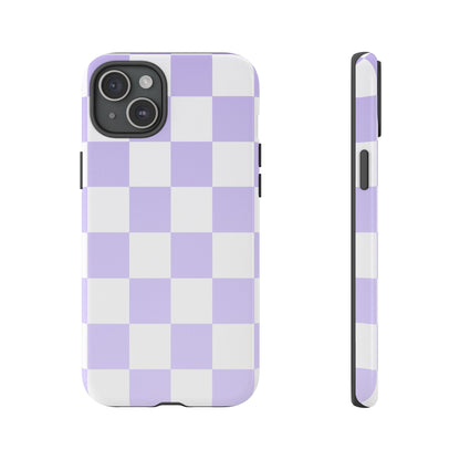 Lavender Checkerboard Phone Case | Pastel Aesthetic Checkered iPhone & Samsung Tough Case