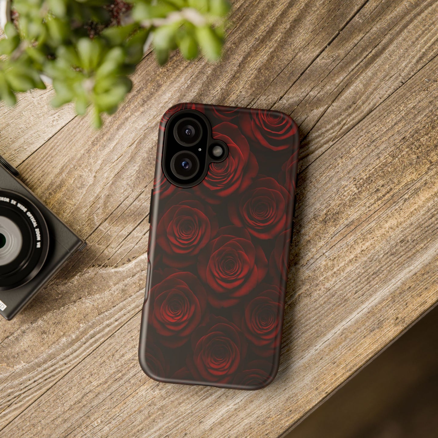 Dark Red Rose Phone Case – Gothic Floral Tough Case (iPhone, Samsung, Pixel)