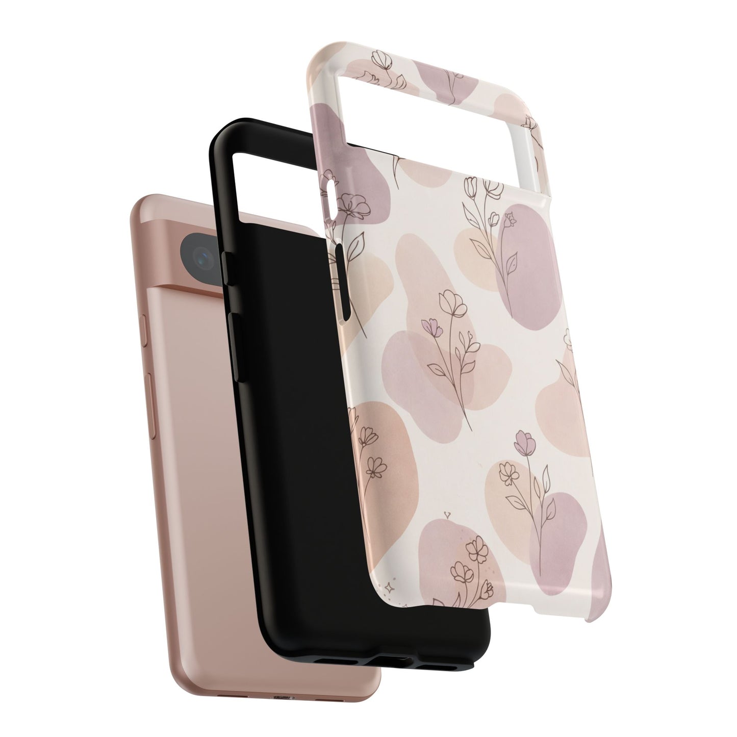 Blush Floral Phone Case Neutral Botanical Watercolor Tough Cover