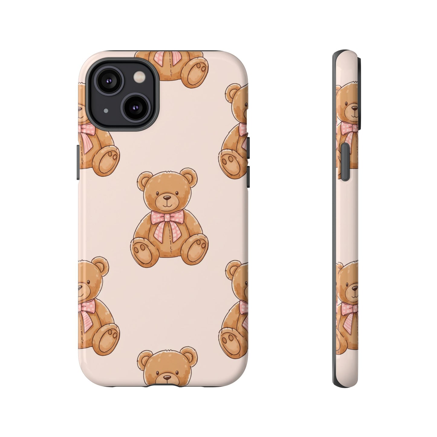 Teddy Bear Phone Case | Cute Coquette Aesthetic Pink Bear Pattern Case | Kawaii Soft Girl iPhone & Samsung Tough Protective Case