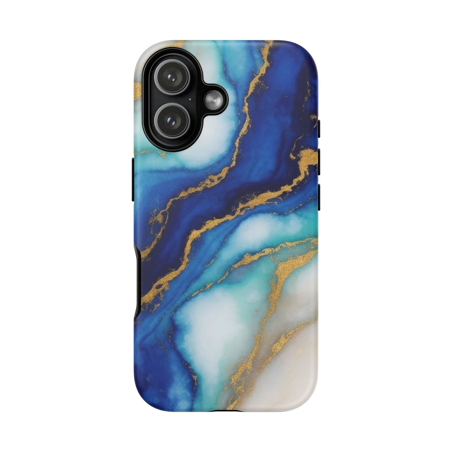 Blue & Gold Marble Phone Case – Luxury Resin Art Tough Case (iPhone, Samsung, Pixel)