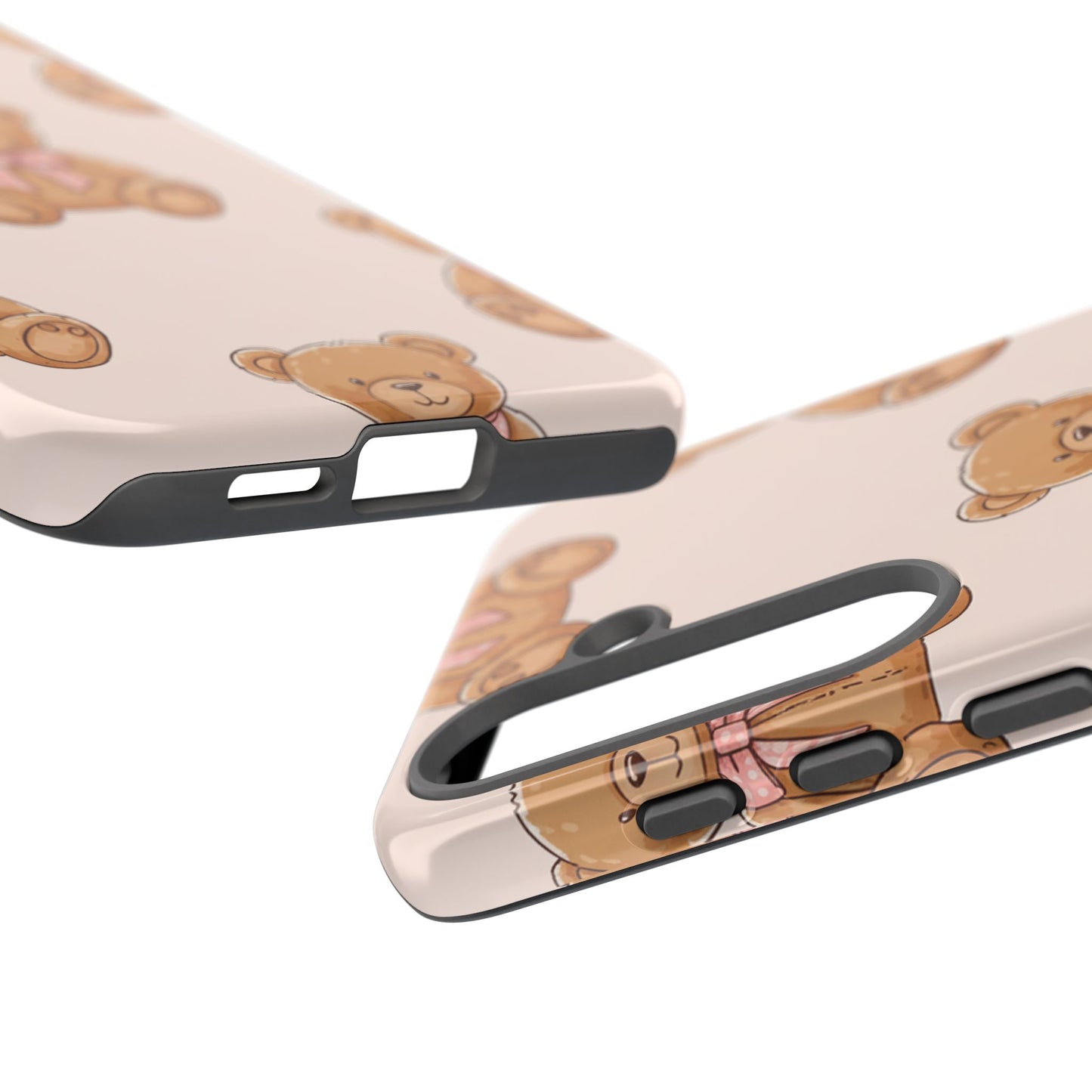 Teddy Bear Phone Case | Cute Coquette Aesthetic Pink Bear Pattern Case | Kawaii Soft Girl iPhone & Samsung Tough Protective Case