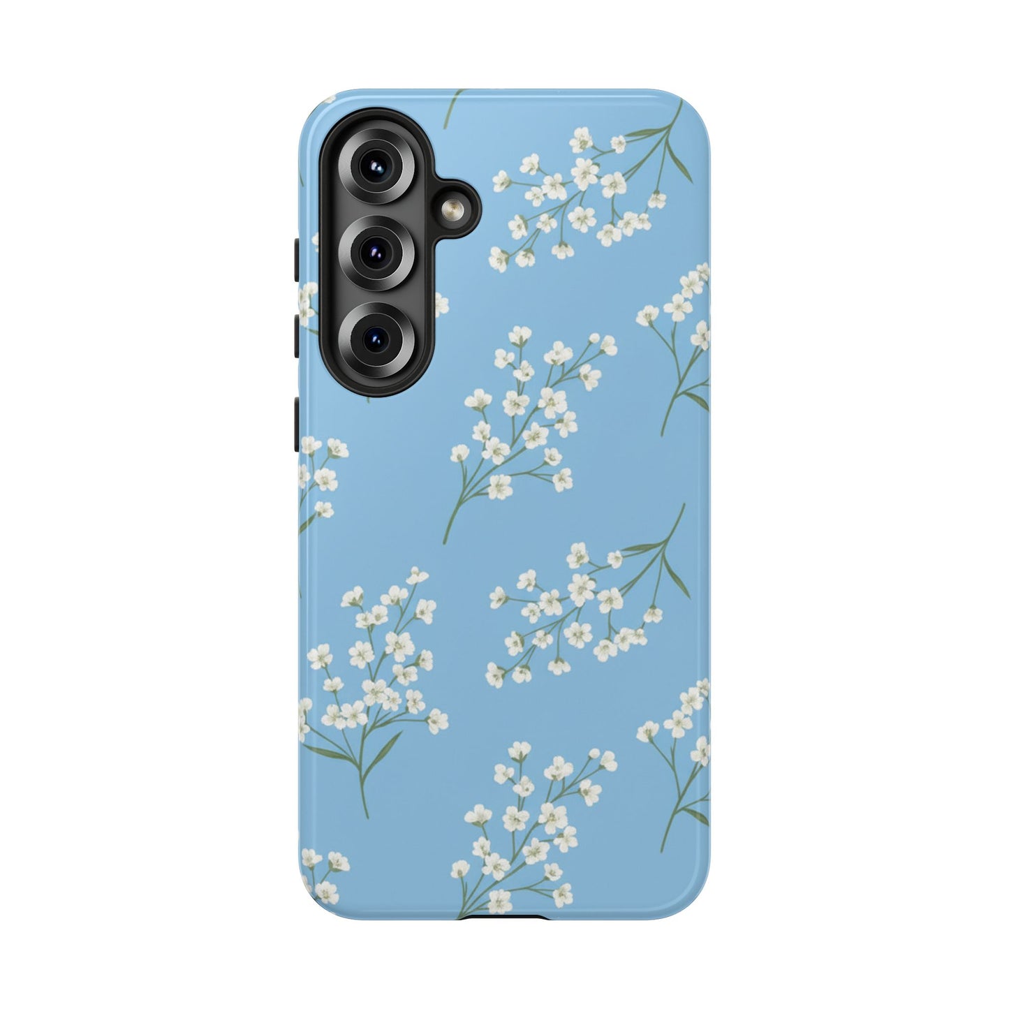 Baby’s Breath Floral Phone Case – Blue Minimal Flower Aesthetic Tough Case