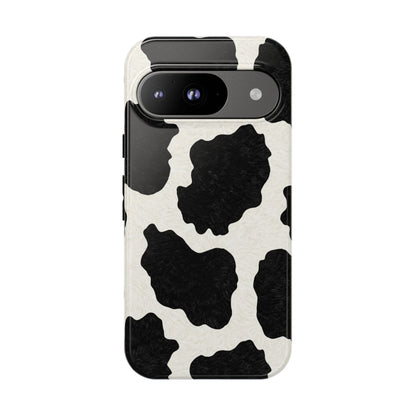Black & White Cow Print Phone Case | Western Aesthetic iPhone & Samsung Tough Case