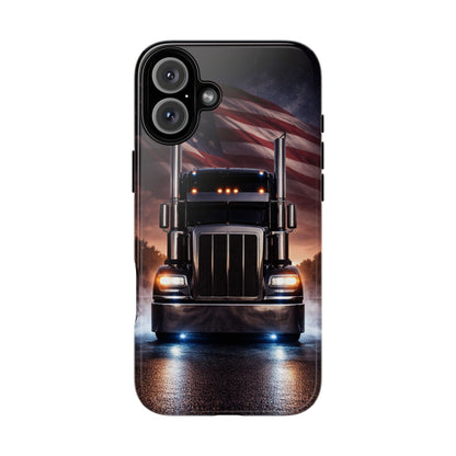 Semi Truck Phone Case American Flag Big Rig Trucker Gift iPhone Samsung