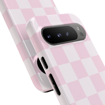 Light Pink Checkerboard Phone Case | Pastel Aesthetic Checkered iPhone & Samsung Tough Case