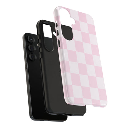 Light Pink Checkerboard Phone Case | Pastel Aesthetic Checkered iPhone & Samsung Tough Case