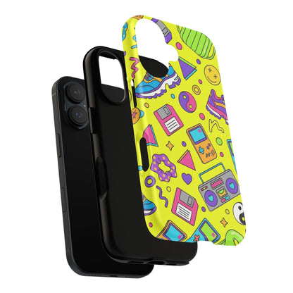 90s Retro Neon Phone Case – Y2K Nostalgia Colorful Icons Tough Protective Case