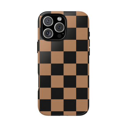 Brown Checkerboard Phone Case | Aesthetic Tough Protective Case
