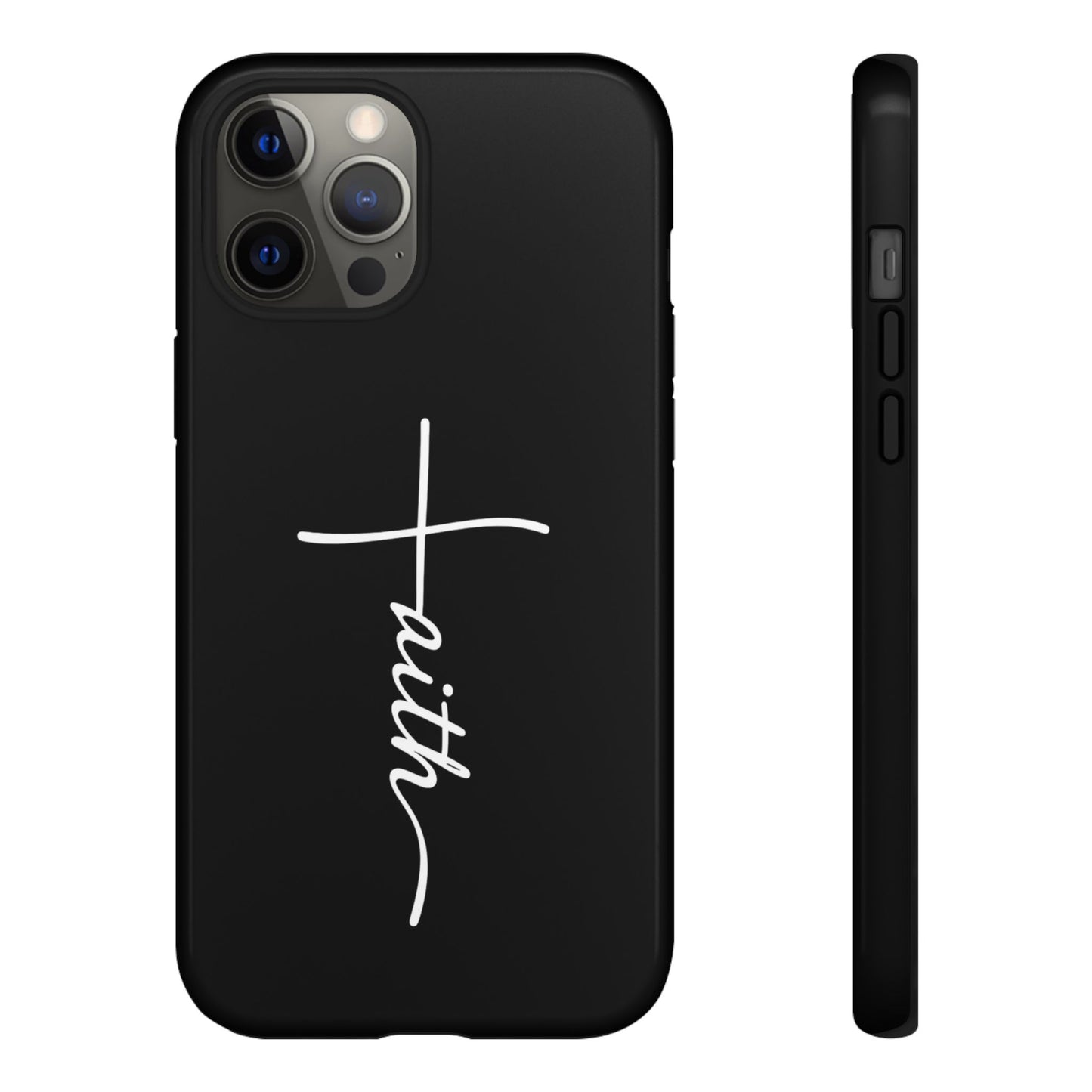 Faith Cross Phone Case, Christian Aesthetic Minimalist Black Matte Case, Religious Gift iPhone Samsung Cover