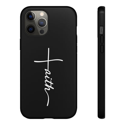 Faith Cross Phone Case, Christian Aesthetic Minimalist Black Matte Case, Religious Gift iPhone Samsung Cover