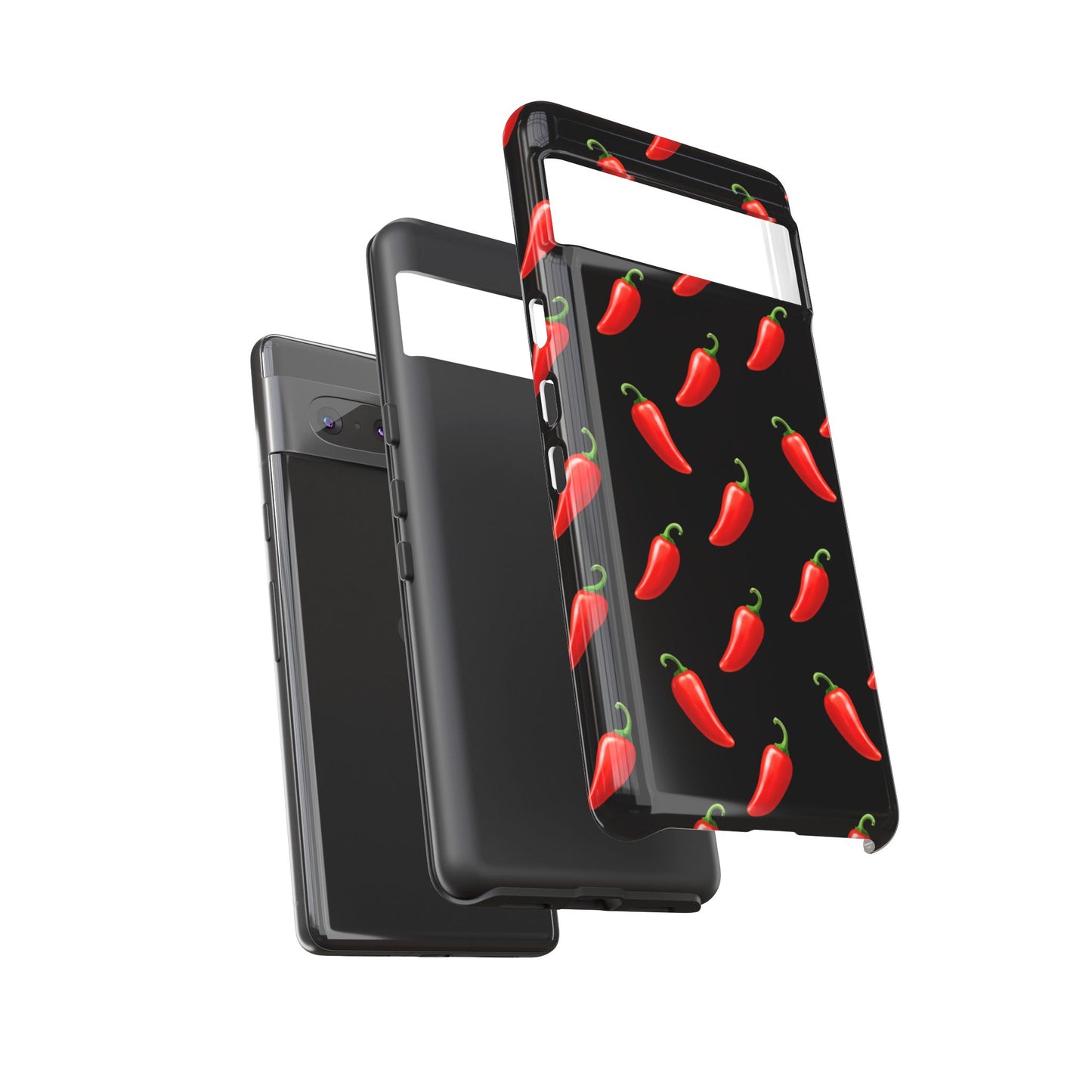 Spicy Chili Pepper Phone Case – Black Cute Hot Pepper Tough Cover for Iphone, Samsung Galaxy and Pixel