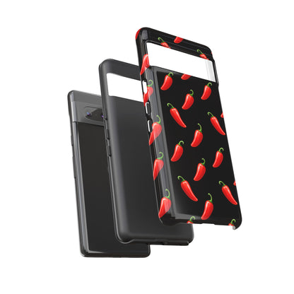 Spicy Chili Pepper Phone Case – Black Cute Hot Pepper Tough Cover for Iphone, Samsung Galaxy and Pixel