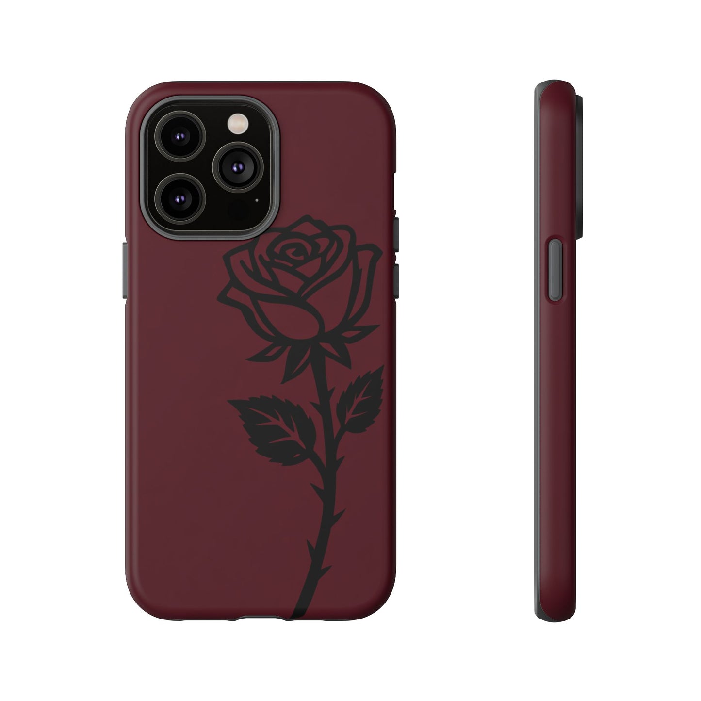 Black Rose Burgundy iPhone Case | Dark Aesthetic Shockproof Protective Cover