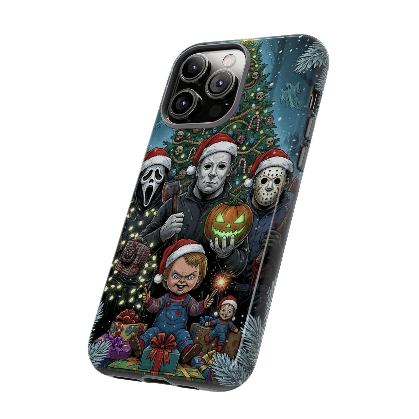 Christmas Horror Phone Case – Festive Slasher Collage Tough Case (iPhone, Samsung, Pixel)