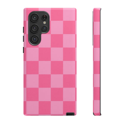 Pink Checkerboard Phone Case | Cute Aesthetic Checkered iPhone & Samsung Tough Case