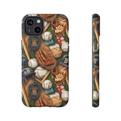 Baseball Gear Collage Phone Case – Vintage Baseball Equipment Sports Tough Case