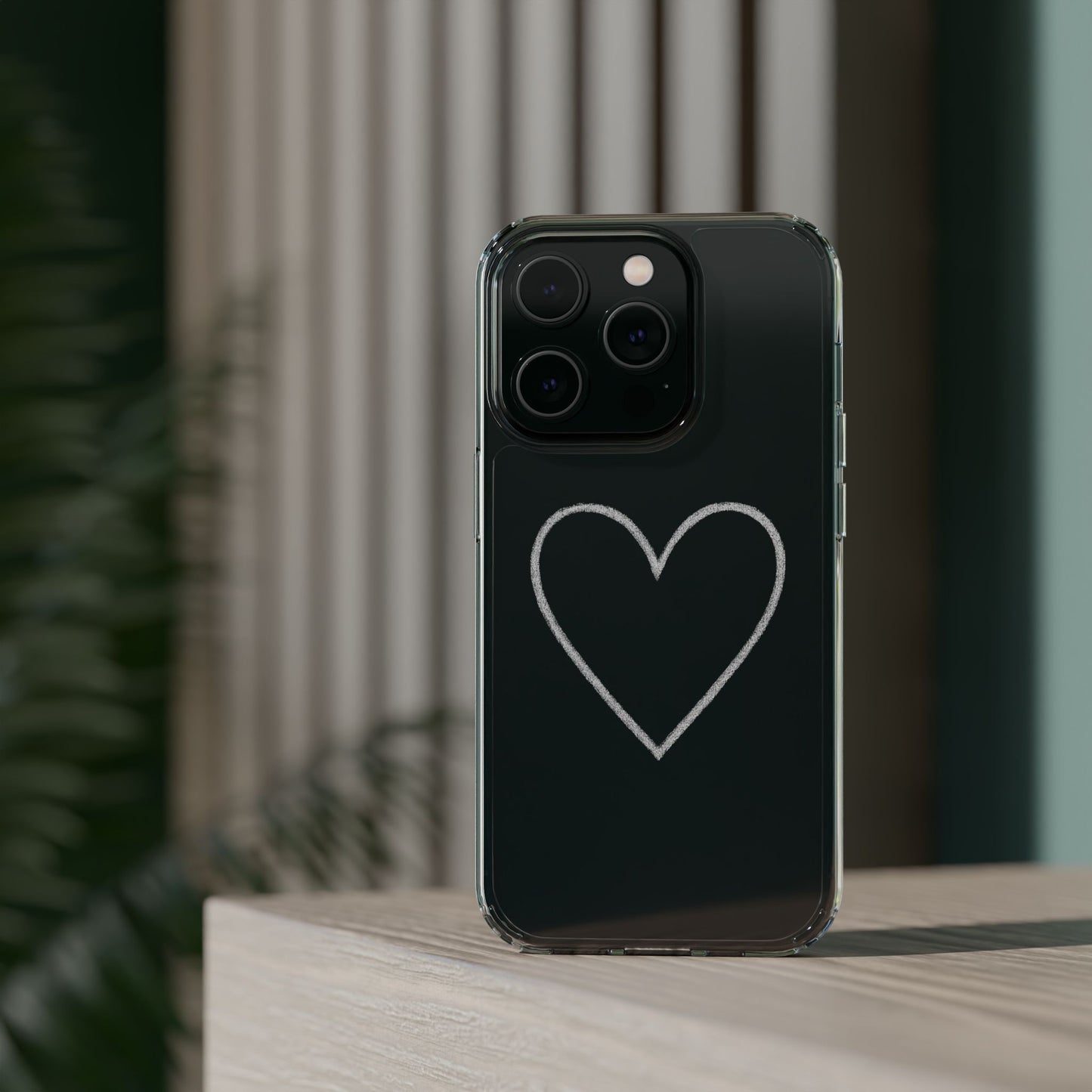Minimal Hand-Drawn Heart Clear Phone Case | Aesthetic Clear Protective Case
