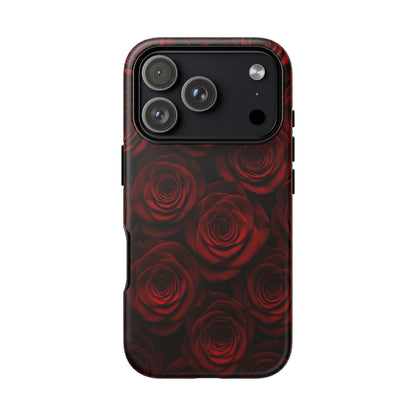 Dark Red Rose Phone Case – Gothic Floral Tough Case (iPhone, Samsung, Pixel)