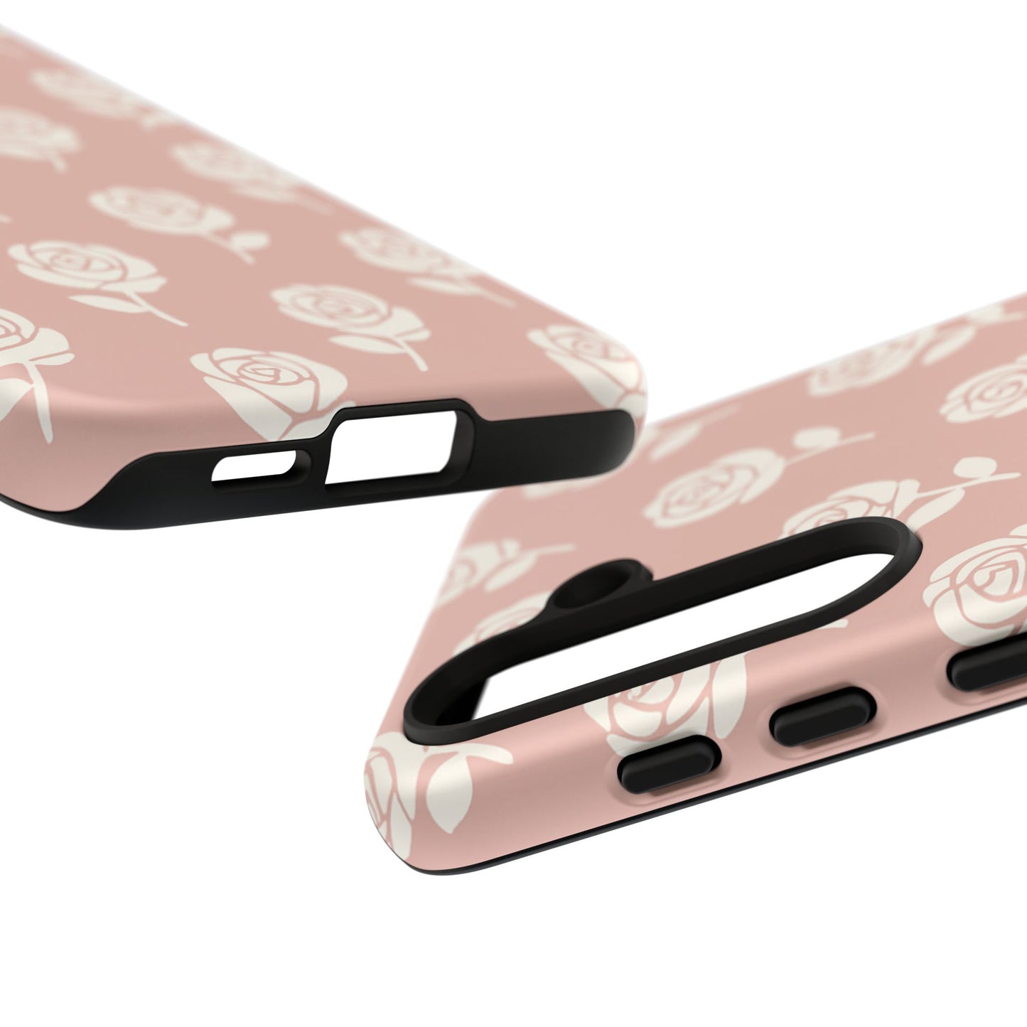 White Rose Pattern Tough Phone Case | Elegant Floral Aesthetic Case for Iphone, Samsung Galaxy and Pixel