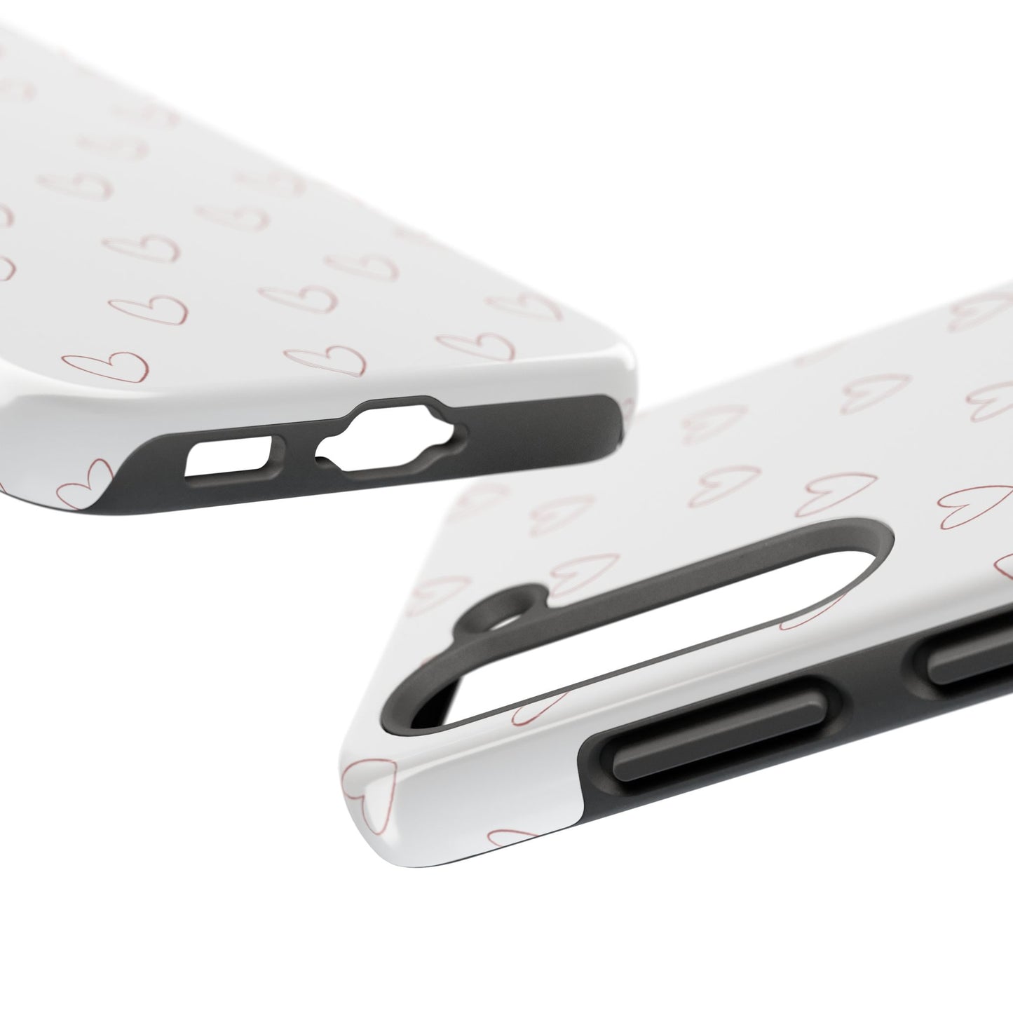 Hand-Drawn Hearts Tough Phone Case | Minimal Pink Heart Pattern