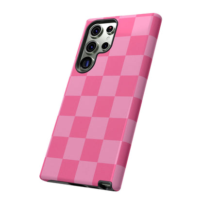 Pink Checkerboard Phone Case – Cute Aesthetic Tough Case for iPhone & Samsung