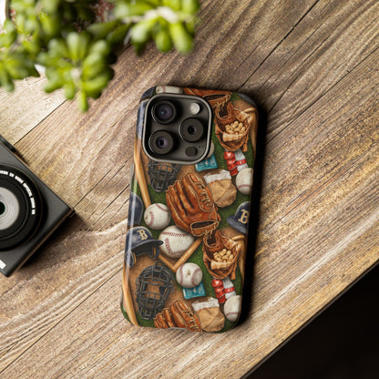Baseball Gear Collage Phone Case – Vintage Baseball Equipment Sports Tough Case
