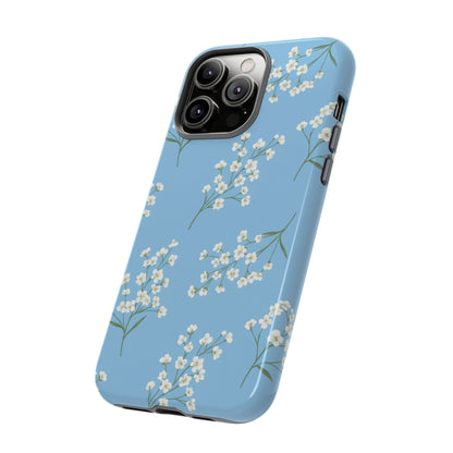 Baby’s Breath Floral Phone Case – Blue Minimal Flower Aesthetic Tough Case