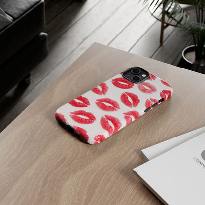 Red Lipstick Kiss Phone Case – Sexy Lip Print Pattern Tough Protective Cover