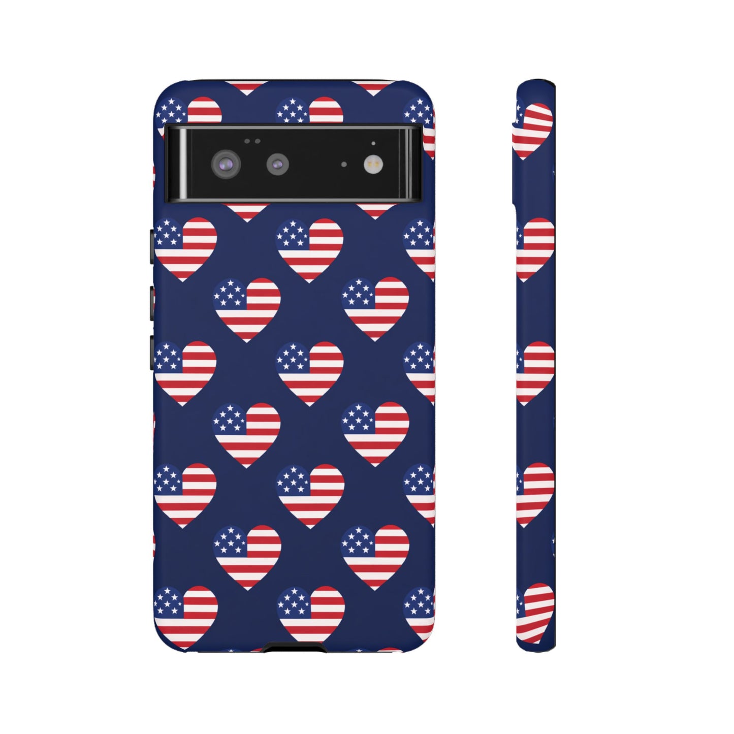 Patriotic American Flag Heart Phone Case – Tough Shockproof, USA Stars & Stripes for Iphone, Samsung Galaxy and Pixel