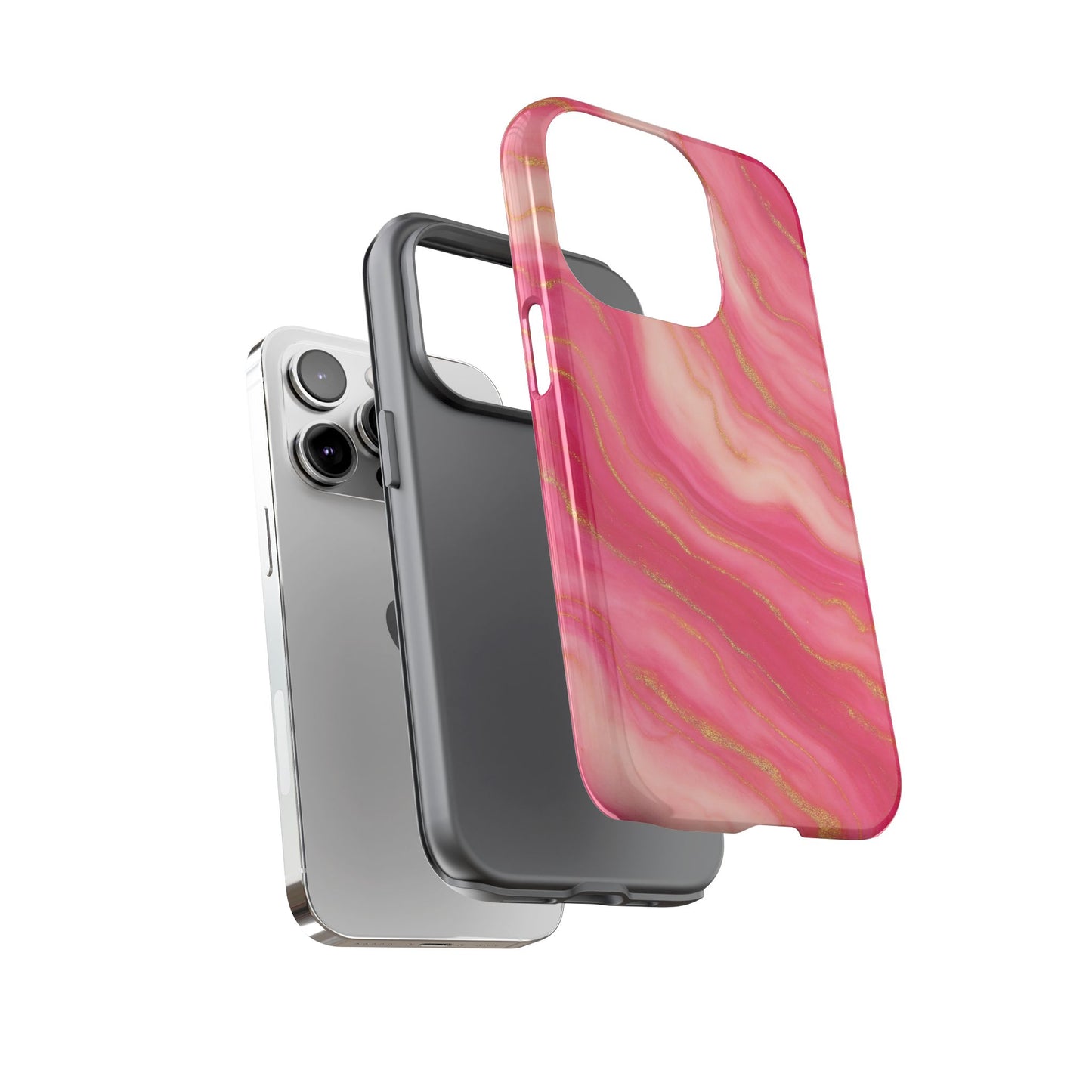 Pink Marble Phone Case | Rose Gold Swirl Aesthetic Tough Protective Case