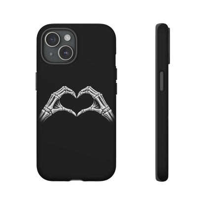 Skeleton Hands Heart Phone Case | Gothic Black Protective Cover