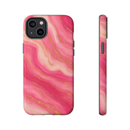 Pink Marble Phone Case | Rose Gold Swirl Aesthetic Tough Protective Case