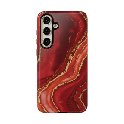 Red Agate Marble Phone Case – Gold Vein Luxury Stone Tough Case (iPhone, Samsung, Pixel)