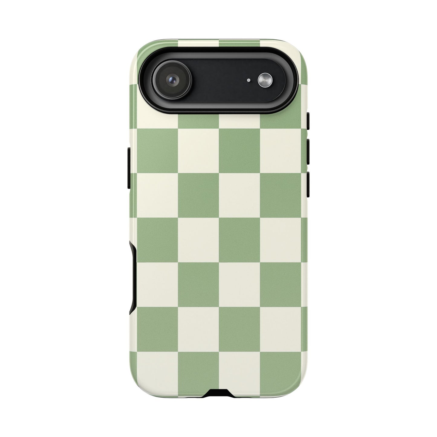 Sage Green Checkerboard Phone Case | Minimal Aesthetic Checkered iPhone & Samsung Tough Case