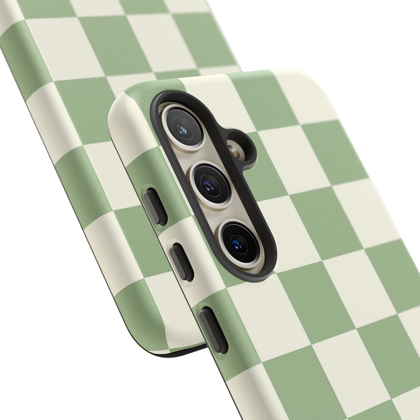 Sage Green Checkerboard Phone Case | Minimal Aesthetic Checkered iPhone & Samsung Tough Case