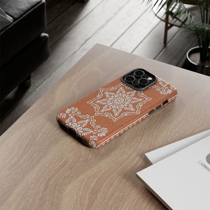 Talavera Terracotta Phone Case | Mexican Floral Pattern iPhone & Samsung Tough Case | Boho Clay Aesthetic Cover