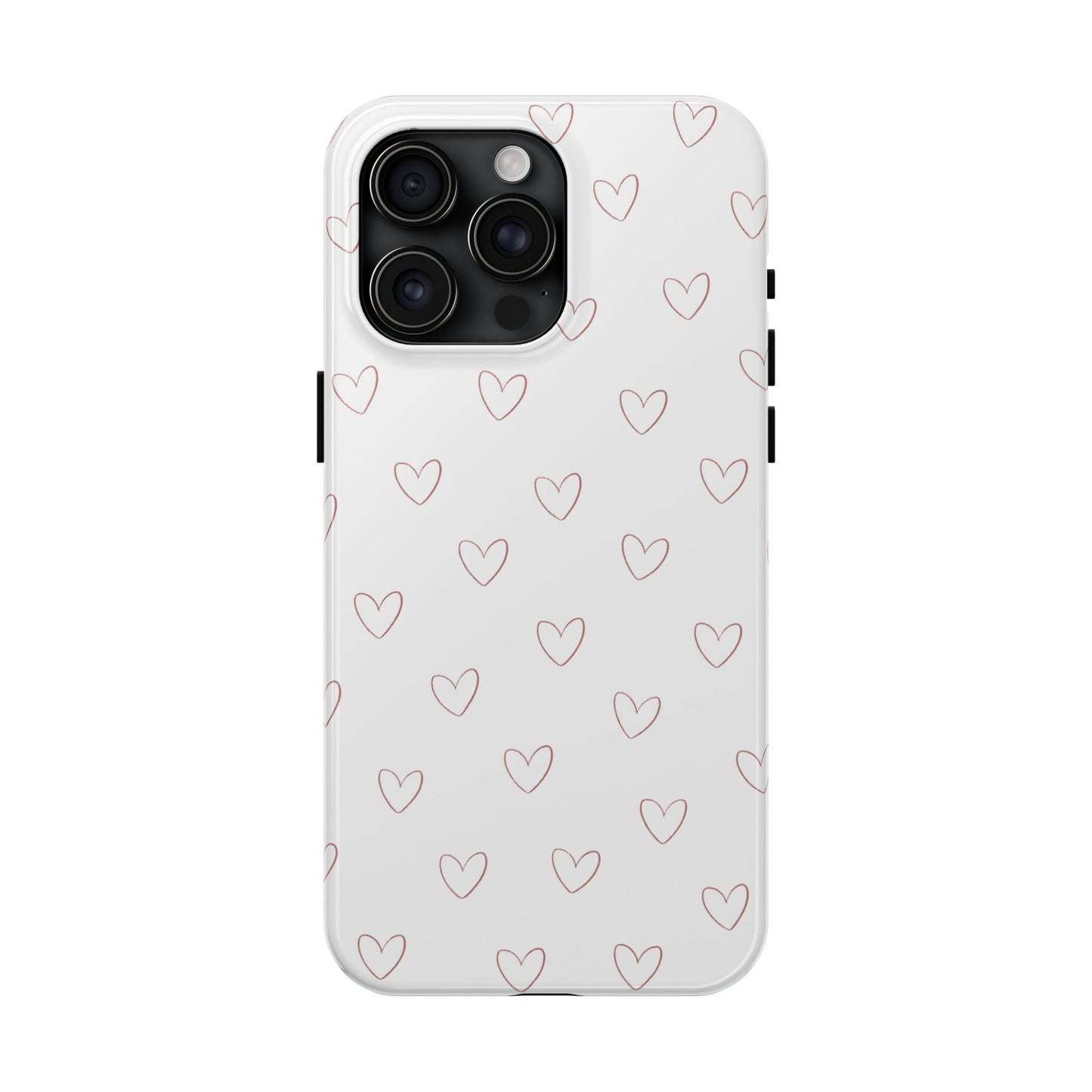 Hand-Drawn Hearts Tough Phone Case | Minimal Pink Heart Pattern