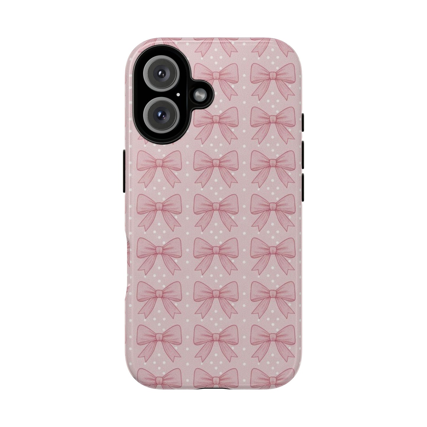 Pink Bow Pattern Phone Case – Soft Coquette Aesthetic Tough Case