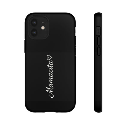 Mamacita Script Phone Case | Minimal Black Tough Case | Sleek Aesthetic Cover