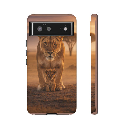 Lioness & Cub Phone Case | Safari Wildlife Tough Case for iPhone & Samsung